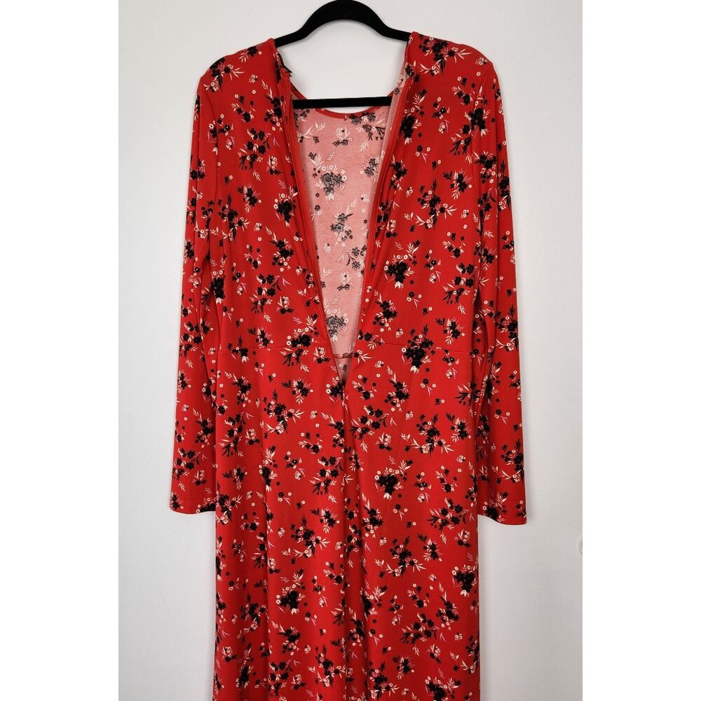 Banana Republic Red & Black Floral Long Sleeve Knit Maxi Dress, L, Cottagecore - Picture 4 of 9